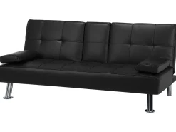 Divano letto 3 posti ROXEN Pelle sintetica Nero