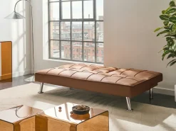Divano letto 3 posti ROXEN Pelle sintetica Marrone dorato