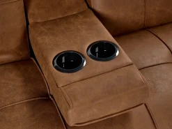 Divano letto 3 posti ROXEN Pelle sintetica Marrone dorato