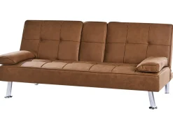 Divano letto 3 posti ROXEN Pelle sintetica Marrone dorato