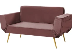 Divano letto 2 posti SAARELA Velluto Rosa