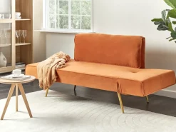 Divano letto 2 posti SAARELA Velluto Arancione