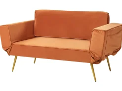 Divano letto 2 posti SAARELA Velluto Arancione