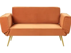 Divano letto 2 posti SAARELA Velluto Arancione