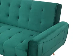 Divano letto 3 posti SELNES Velluto Verde smeraldo