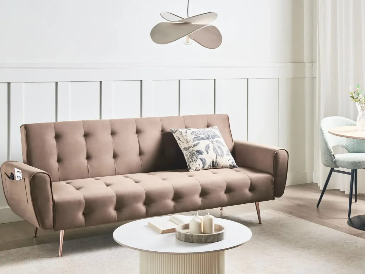 Divano letto 3 posti SELNES Velluto Marrone