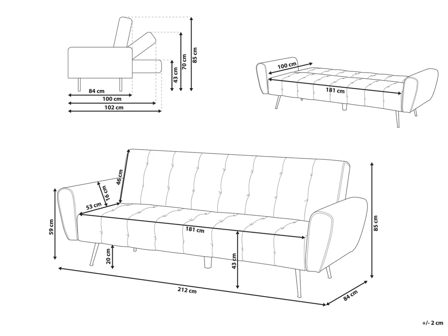 Divano letto 3 posti SELNES Velluto Marrone