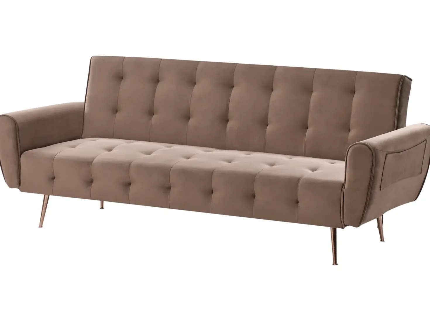 Divano letto 3 posti SELNES Velluto Marrone