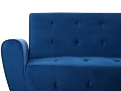 Divano letto 3 posti SELNES Velluto Blu marino