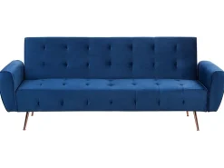 Divano letto 3 posti SELNES Velluto Blu marino