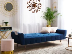 Divano letto 3 posti SELNES Velluto Blu marino