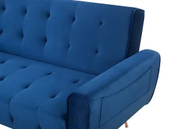 Divano letto 3 posti SELNES Velluto Blu marino