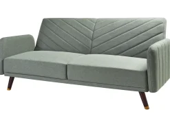 Divano letto 3 posti SENJA Lino sintetico Verde chiaro