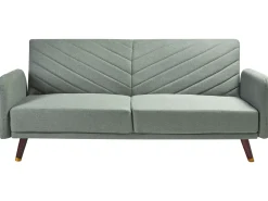 Divano letto 3 posti SENJA Lino sintetico Verde chiaro