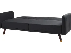 Divano letto 3 posti SENJA Lino sintetico Nero