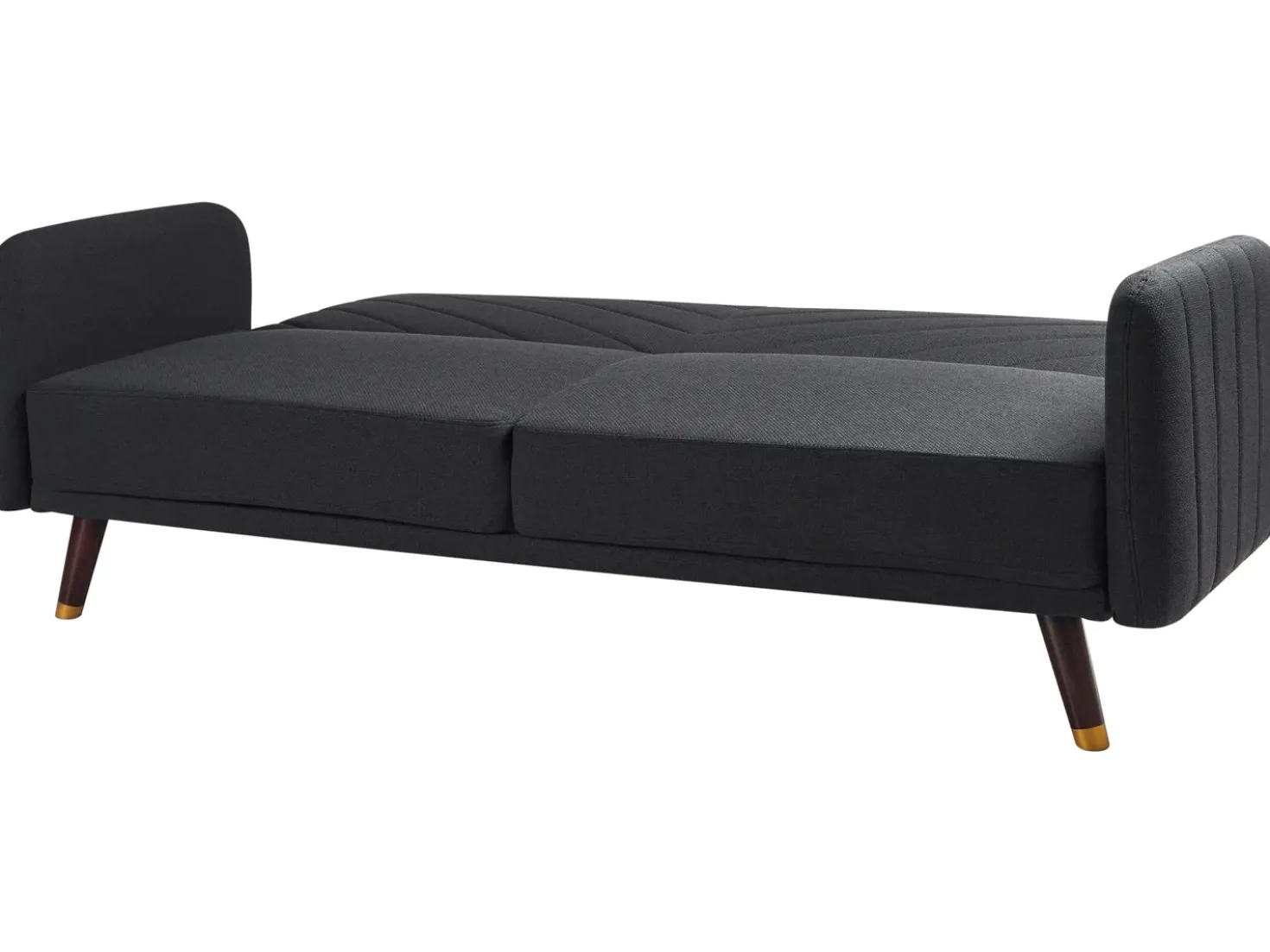 Divano letto 3 posti SENJA Lino sintetico Nero