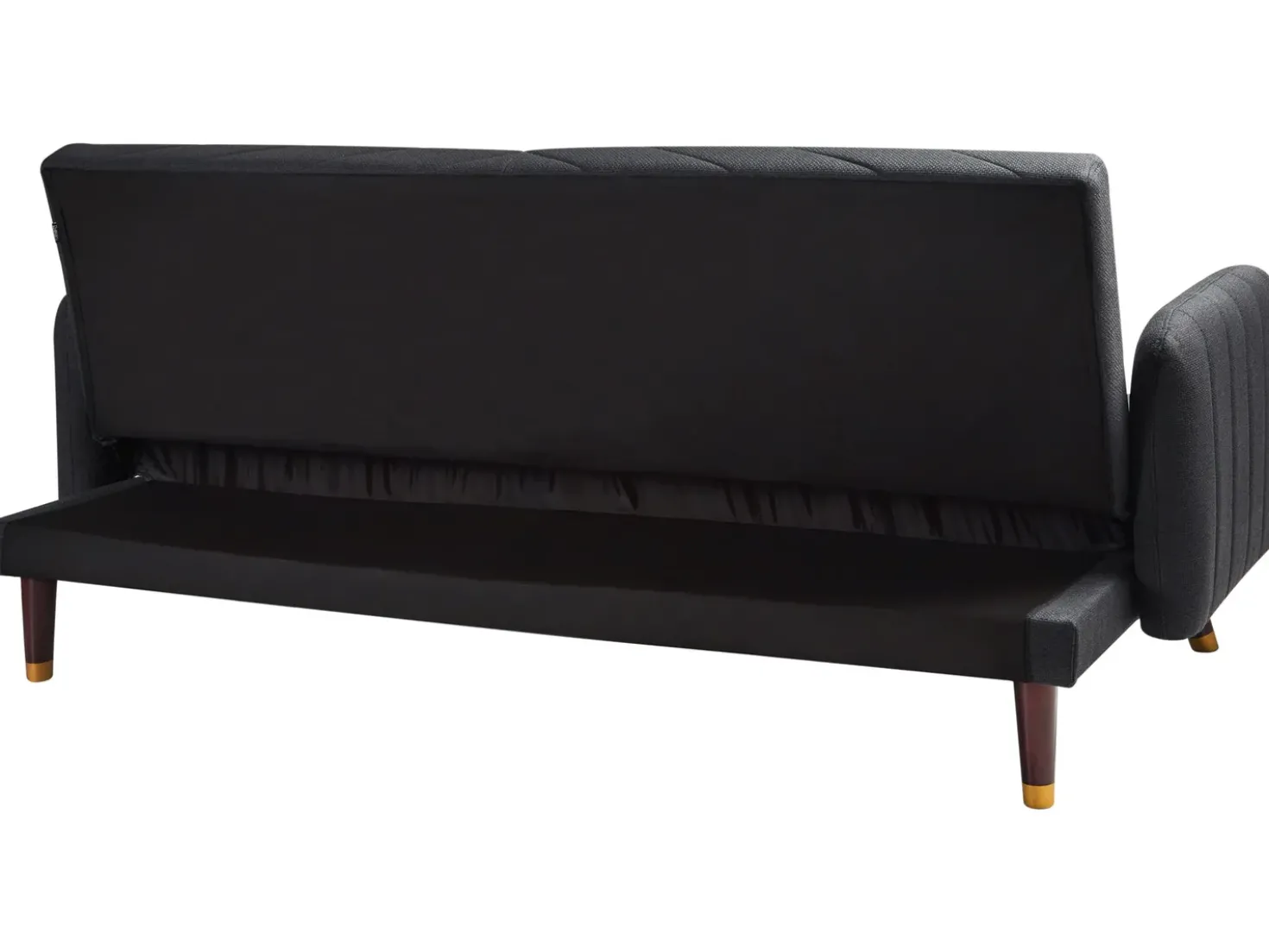 Divano letto 3 posti SENJA Lino sintetico Nero