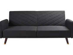 Divano letto 3 posti SENJA Lino sintetico Nero