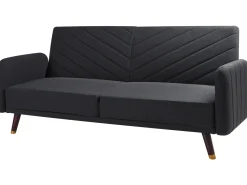 Divano letto 3 posti SENJA Lino sintetico Nero