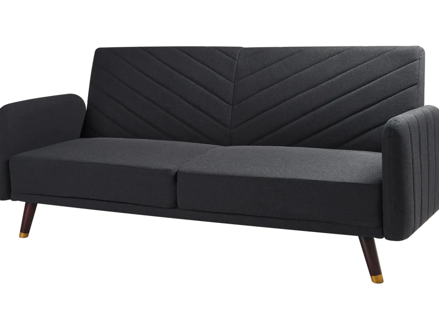 Divano letto 3 posti SENJA Lino sintetico Nero