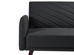 Divano letto 3 posti SENJA Lino sintetico Nero