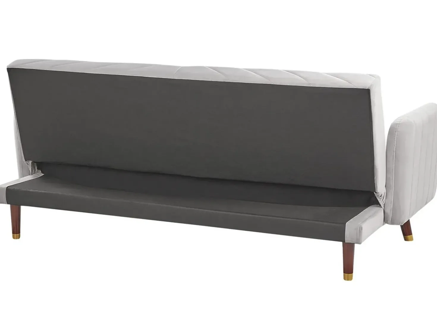 Divano letto 3 posti SENJA Velluto Grigio chiaro