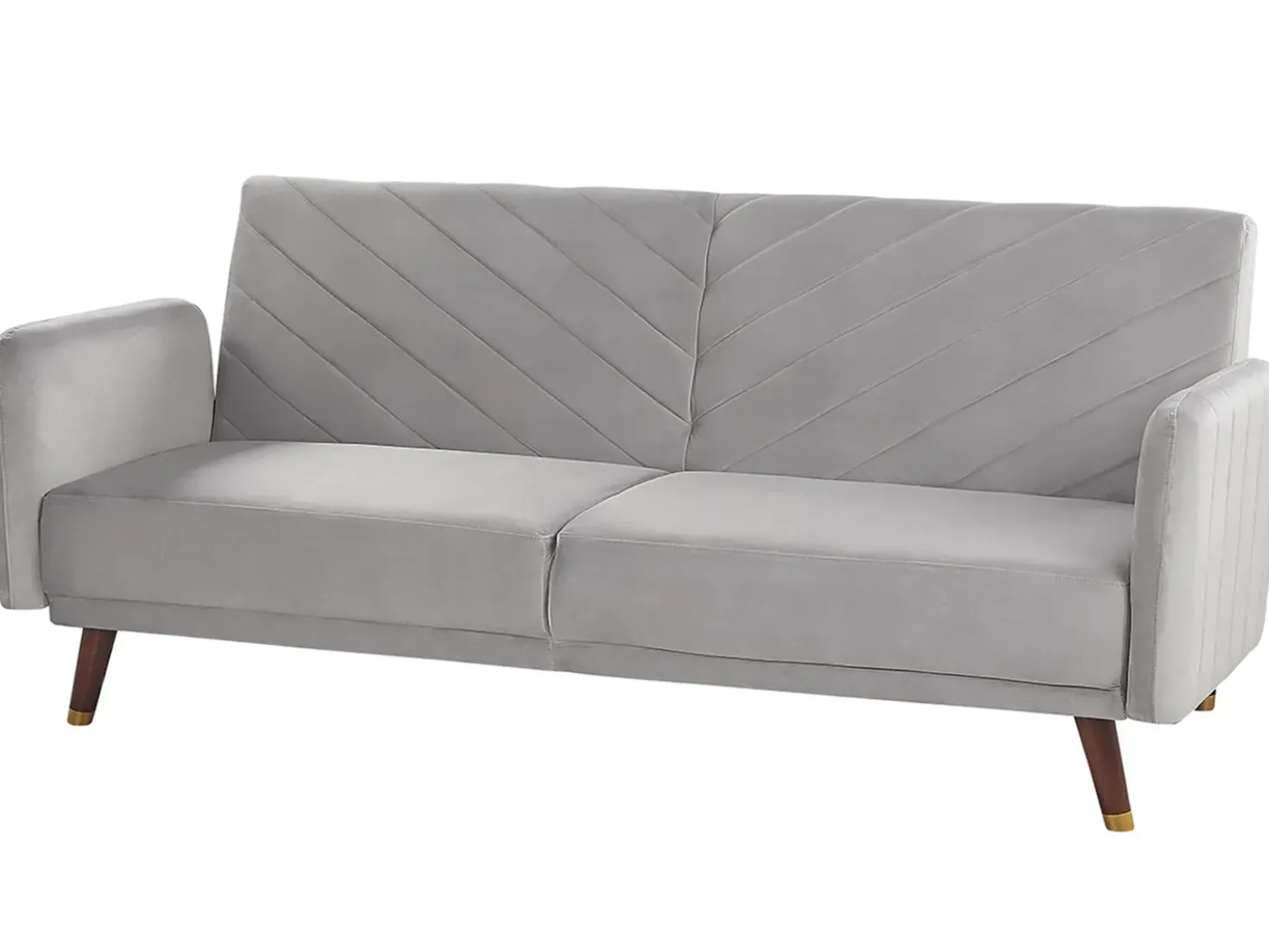 Divano letto 3 posti SENJA Velluto Grigio chiaro