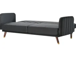 Divano letto 3 posti SENJA Velluto Nero