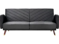 Divano letto 3 posti SENJA Velluto Nero