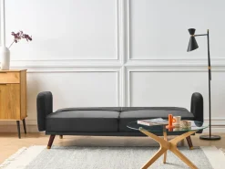 Divano letto 3 posti SENJA Velluto Nero