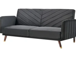 Divano letto 3 posti SENJA Velluto Nero