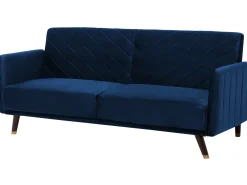 Divano letto 3 posti SENJA Velluto Blu marino