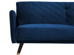Divano letto 3 posti SENJA Velluto Blu marino