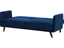 Divano letto 3 posti SENJA Velluto Blu marino