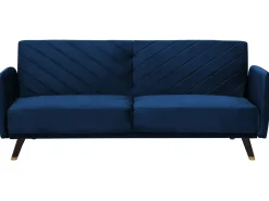 Divano letto 3 posti SENJA Velluto Blu marino