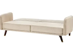 Divano letto 3 posti SENJA Velluto Beige