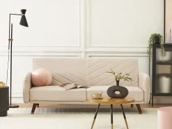Divano letto 3 posti SENJA Velluto Beige