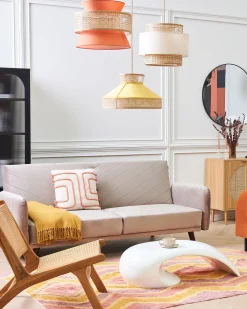 Divano letto 3 posti SENJA Velluto Beige