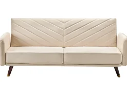 Divano letto 3 posti SENJA Velluto Beige