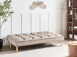 Divano letto 3 posti SILJAN Tessuto Marrone chiaro