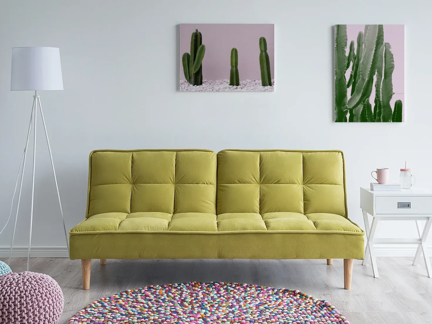 Divano letto 3 posti SILJAN Tessuto Verde oliva