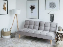 Divano letto 3 posti SILJAN Tessuto Grigio chiaro Grigio