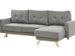 Divano letto 3 posti SIRO Tessuto Grigio con contenitore Lato Sinistro
