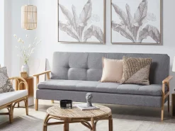 Divano letto 3 posti TJORN Tessuto Grigio chiaro