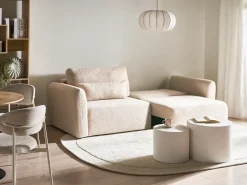 Divano letto 3 posti VAXHOLM Bouclé Beige chiaro con contenitore