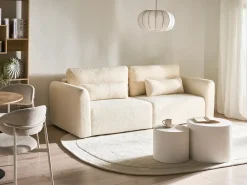 Divano letto 3 posti VAXHOLM Bouclé Bianco sporco con contenitore