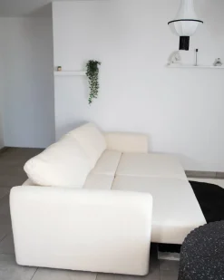 Divano letto 3 posti VAXHOLM Bouclé Bianco sporco con contenitore