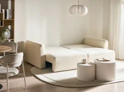 Divano letto 3 posti VAXHOLM Bouclé Bianco sporco con contenitore