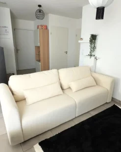 Divano letto 3 posti VAXHOLM Bouclé Bianco sporco con contenitore