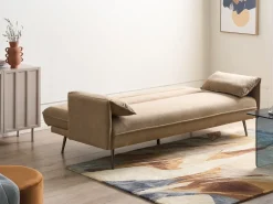 Divano letto 3 posti VAYLA Tessuto Marrone chiaro